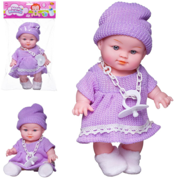 Пупс ABtoys "Мой малыш", озвученный в фиолетовом платье 22,9 см