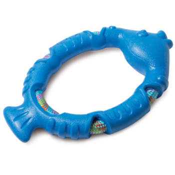 Игрушка для собак из термопластичной резины "Рыбка с плетеной веревкой", 220мм, серия AQUA