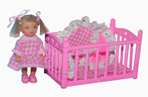 Кукла Кики с розовой кроватью - 0