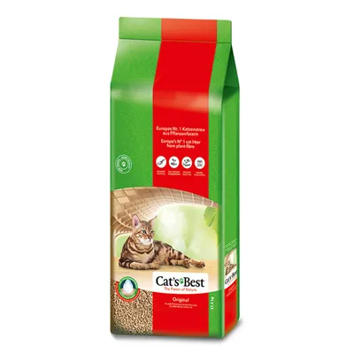 Наполнитель для кошачьих туалетов Cat's Best Original 40л - 17,2кг древесный комкующийся