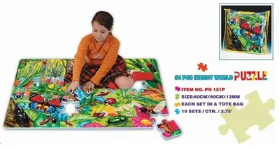 Коврик-пазл Puzzle Foam "Насекомые", термоизоляционный, длина 59 см