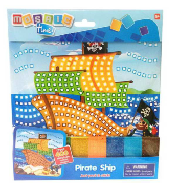 Набор для творчества FUNNIVATION Мозаика Пиратский корабль, более 400 деталей, собираем по цветам, 26х28х1см