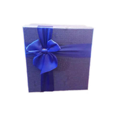 Подарочная Коробка С Синим Бантом (17,5см Х 17,5см Х 9см) - 0