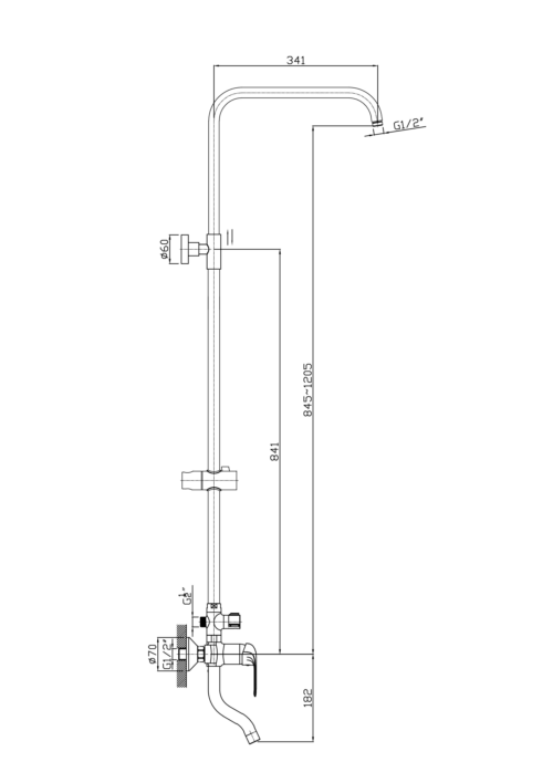 Тропическая душевая система RUSH со смесителем для ванны с поворотным изливом, хром (ST4235-11) - 1