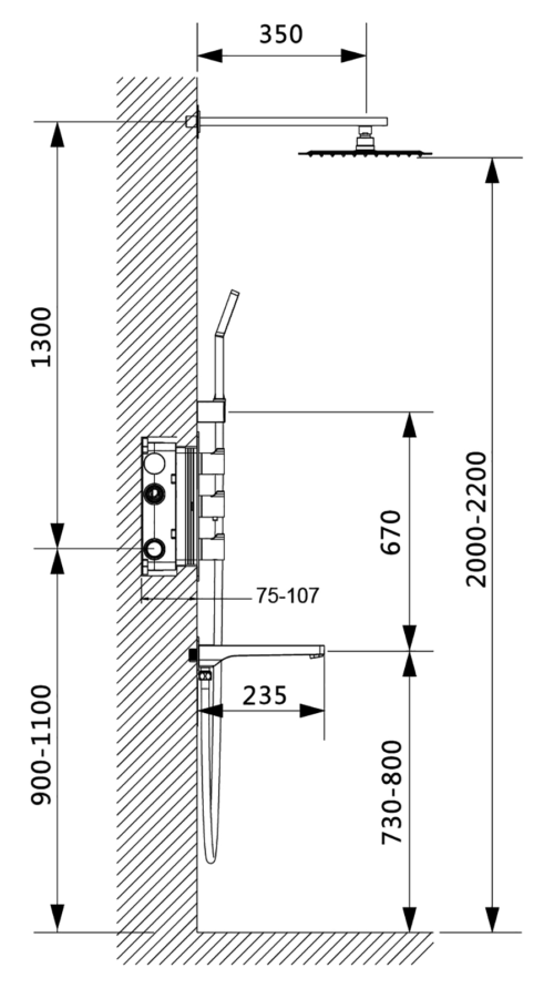 Душевая система встроенная с термостатом Timo Petruma черный (SX-5149/03SM) - 1