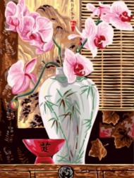 Картина по номерам EX5260 "Розовые орхидеи в вазе" - 0
