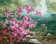 Картина по номерам GX8473 "Цветущий куст у воды" - 0