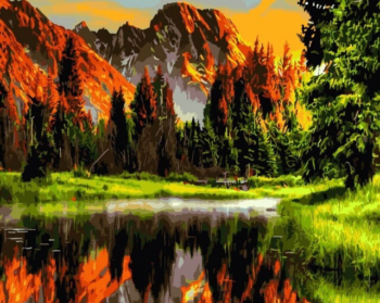 Картина по номерам GX3348 "Пылающий закат в горах"
