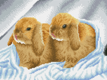 Алмазная живопись LZE010 "Братья - кролики (без подрамника)"