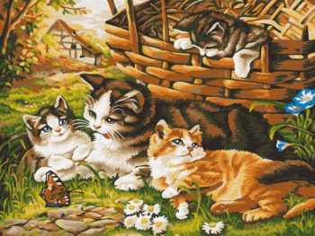 Картина по номерам EX5791 "Котята на прогулке"