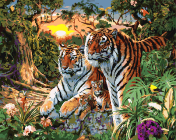 Картина по номерам GX7861 "Семья тигров"