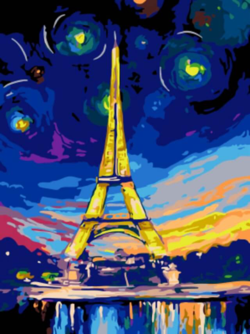 Картина по номерам EX5217 "Ночь в Париже" - 0