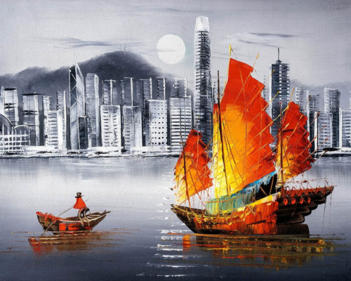 Картина по номерам MG2164 "Ночной Гонконг" - 0