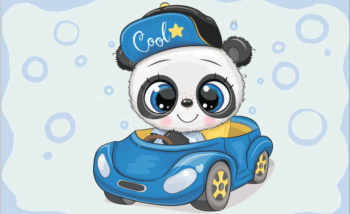 Алмазная живопись LC032 "Панда в машине"