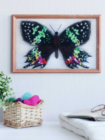 Картина шерстью SH032 "Бабочка "Урания Мадагаскарская""