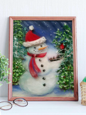 Картина шерстью SH021 "Снеговик"