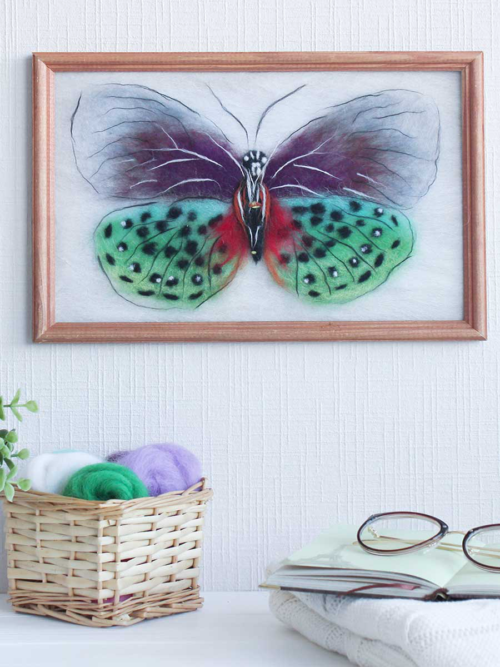 Картина шерстью SH031 "Бабочка "Баттерфляй"" - 0