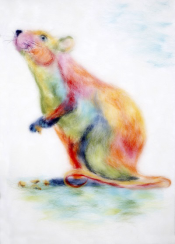 Картина шерстью SH054 "Радужная мышка"