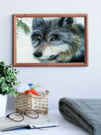 Картина шерстью SH011 "Волк"