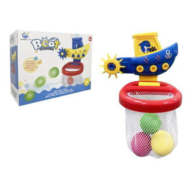 Игрушка для ванной Abtoys Веселое купание. Кораблик с корзиной и 3 мячиками для водного баскетбола - 0
