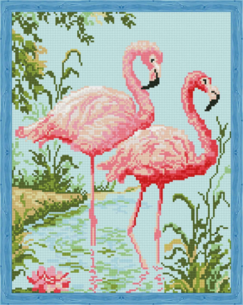 Алмазная живопись QA201891 "Парочка розовых фламинго"