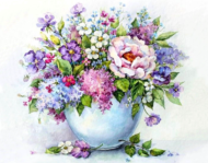 Алмазная живопись LG147 "Нежные цветы в белой вазе" - 0