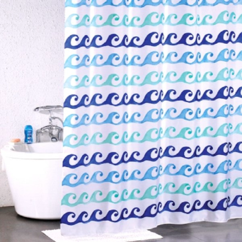 Штора для ванной комнаты 180*200 см Milardo Blue Curls полиэстер (910P180M11) - 0