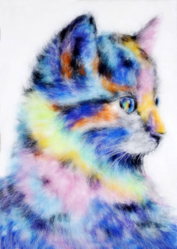 Картина шерстью SH055 "Радужный котёнок"