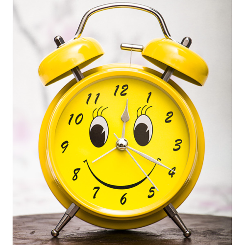 Часы будильник D-11,6 см Смайл - жёлтый - 0