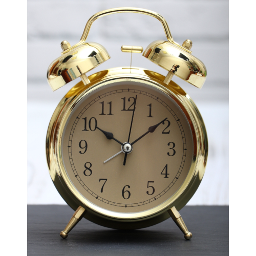 Часы будильник настольные D=10 см (Золотые) - 3