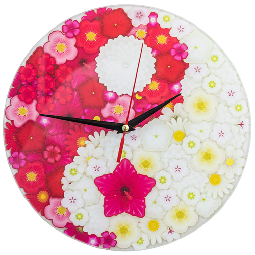 Часы настенные Инь Янь цветы стекло - 0