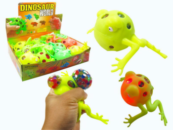 Игрушка-антистресс Junfa Dinosaur World Мялка Лягушка с разноцветными шариками , со световыми эффектами, 12 шт. в дисплее