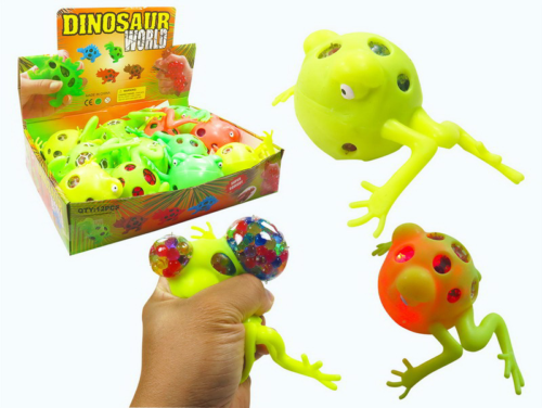 Игрушка-антистресс Junfa Dinosaur World Мялка Лягушка с разноцветными шариками , со световыми эффектами, 12 шт. в дисплее - 0