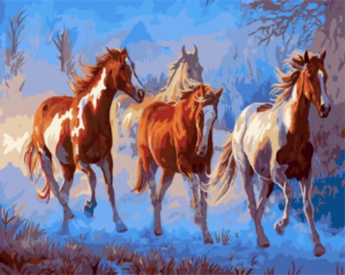 Картина по номерам GX8467 "Лошади в сумерках Криса Каммингса" - 0