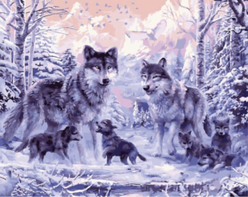 Картина по номерам GX8366 "Ночные волки" - 0