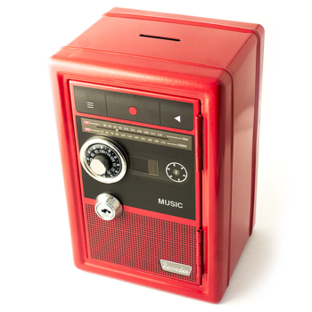 Копилка сейф с ключом Радио-ретро (Красная)