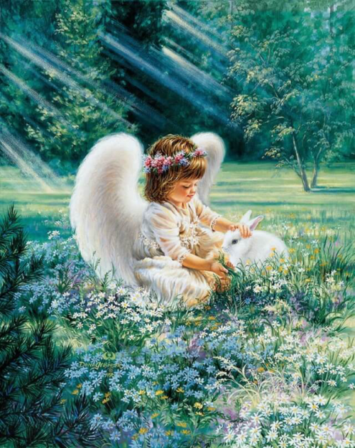 Алмазная живопись LG099 "Ангел с кроликом" - 0