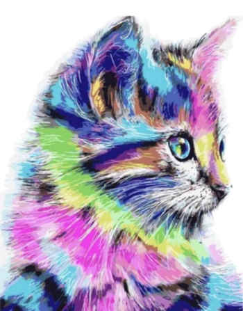 Алмазная живопись LG009 "Разноцветная кошка"
