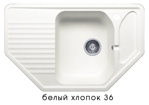 Кухонная мойка POLYGRAN F-10 (F-10 №36 (Белый Хлопок)) - 0