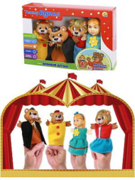 Игровой набор Рыжий кот Театр кукол 2в1 Маша и 3 Медведя, Маша и медведь, 4 куклы - 0