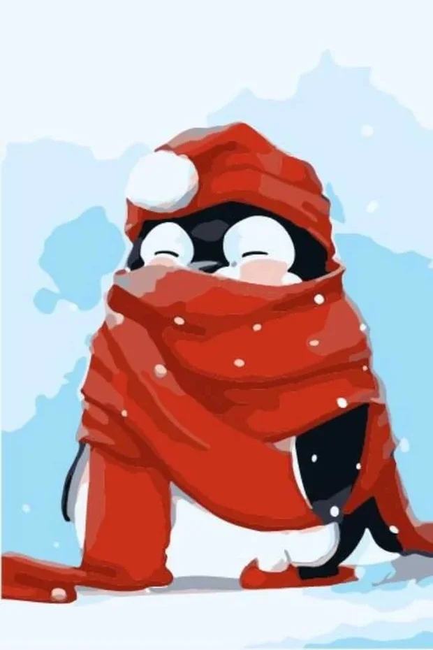 Алмазная живопись LC001 "Пингвин в снегу"