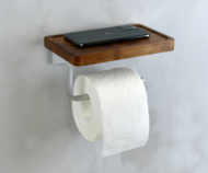 Держатель туалетной бумаги с деревянной полочкой матовый хром BRONZE DE LUXE Forest (10705C ) - 0