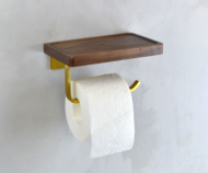 Держатель туалетной бумаги с деревянной полочкой матовое золото BRONZE DE LUXE Forest (10705G ) - 0
