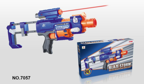 Бластер "Blaze Storm" синий с 20 мягкими пулями, электромеханический, 42.5x24.5x8 см, в коробке - 0