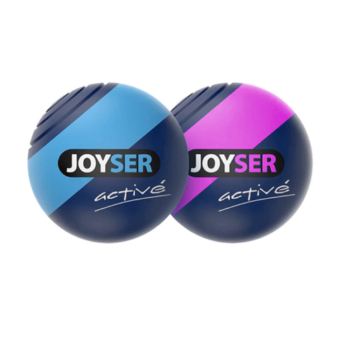 Игрушка для собак JOYSER Active Два резиновых мяча с пищалкой M голубой, розовый, 6,3 см - 0