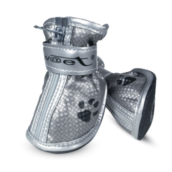 YXS082-1 Ботинки для собак серебряные с "лапками", 45*35*45мм (уп.4шт.)