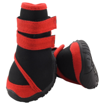 YXS134-L Ботинки для собак черные с красным, 65*60*75мм (уп.4шт.)