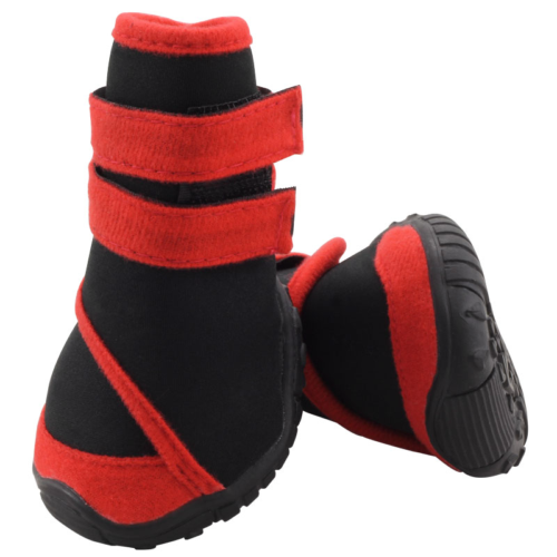 YXS134-L Ботинки для собак черные с красным, 65*60*75мм (уп.4шт.) - 0