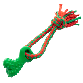 Игрушка NEW YEAR для собак из термопластичной резины "Косточка с плетеной веревкой", 85/270мм
