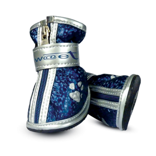 YXS089-0 Ботинки для собак синие с "лапками", 40*30*40мм (уп.4шт.) - 0